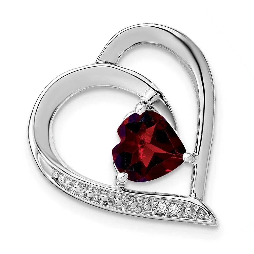 Sterling Silver Garnet and Diamond Pendant