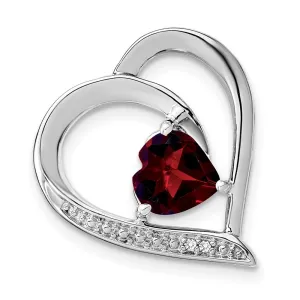 Sterling Silver Garnet and Diamond Pendant