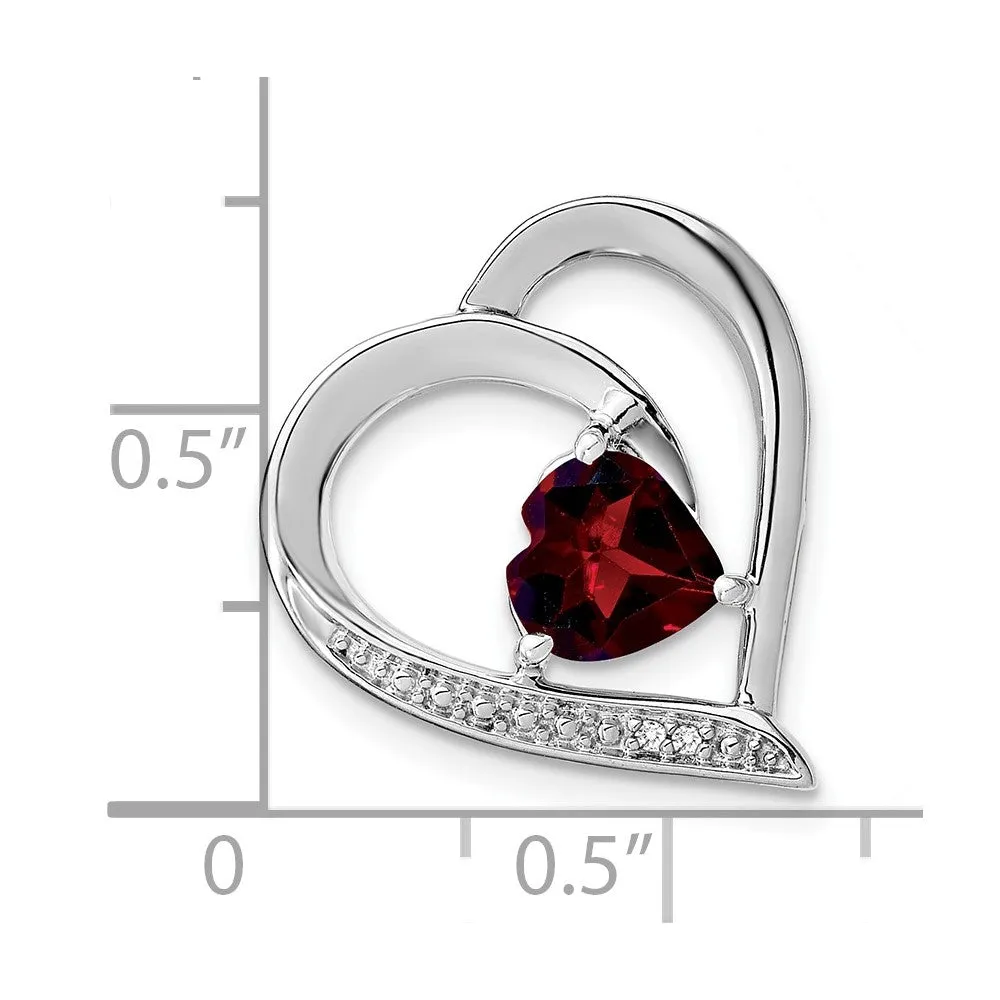 Sterling Silver Garnet and Diamond Pendant