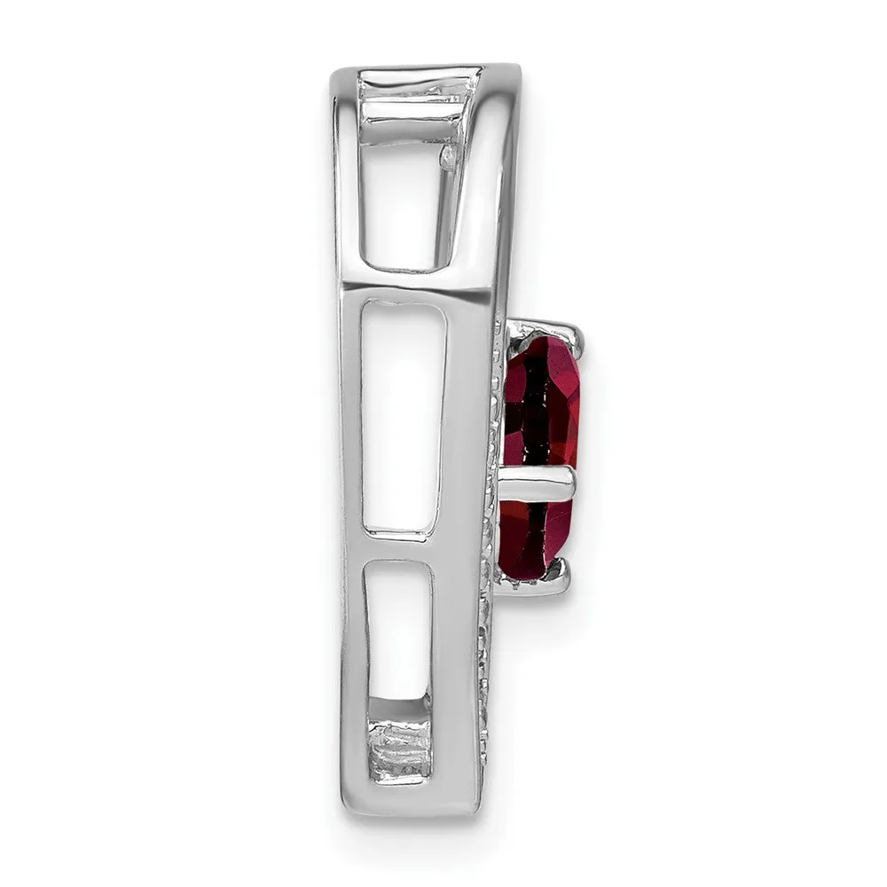 Sterling Silver Garnet and Diamond Pendant