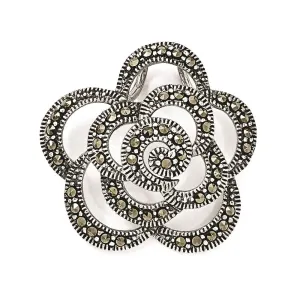 Sterling Silver Marcasite Flower Pendant