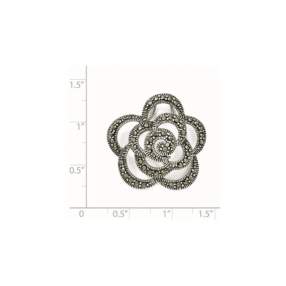 Sterling Silver Marcasite Flower Pendant