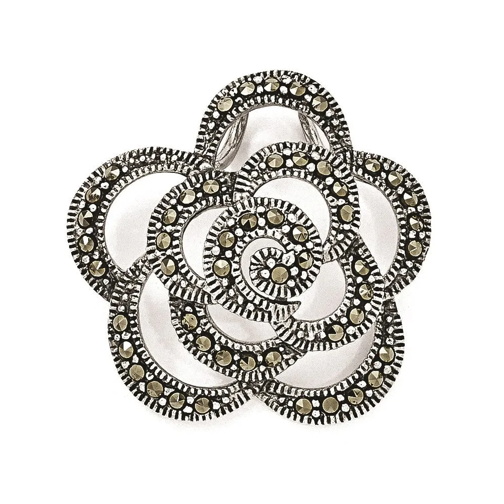 Sterling Silver Marcasite Flower Pendant
