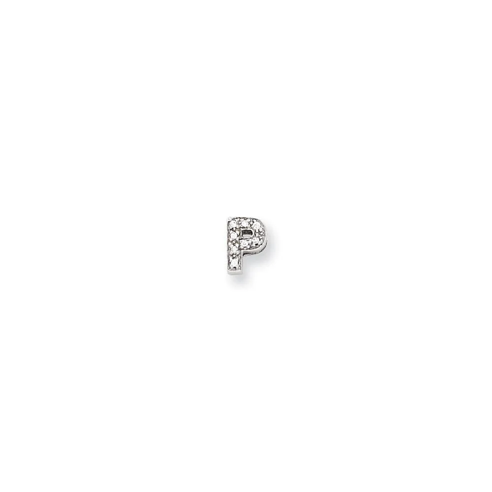Sterling Silver Polished CZ Initial P Slide