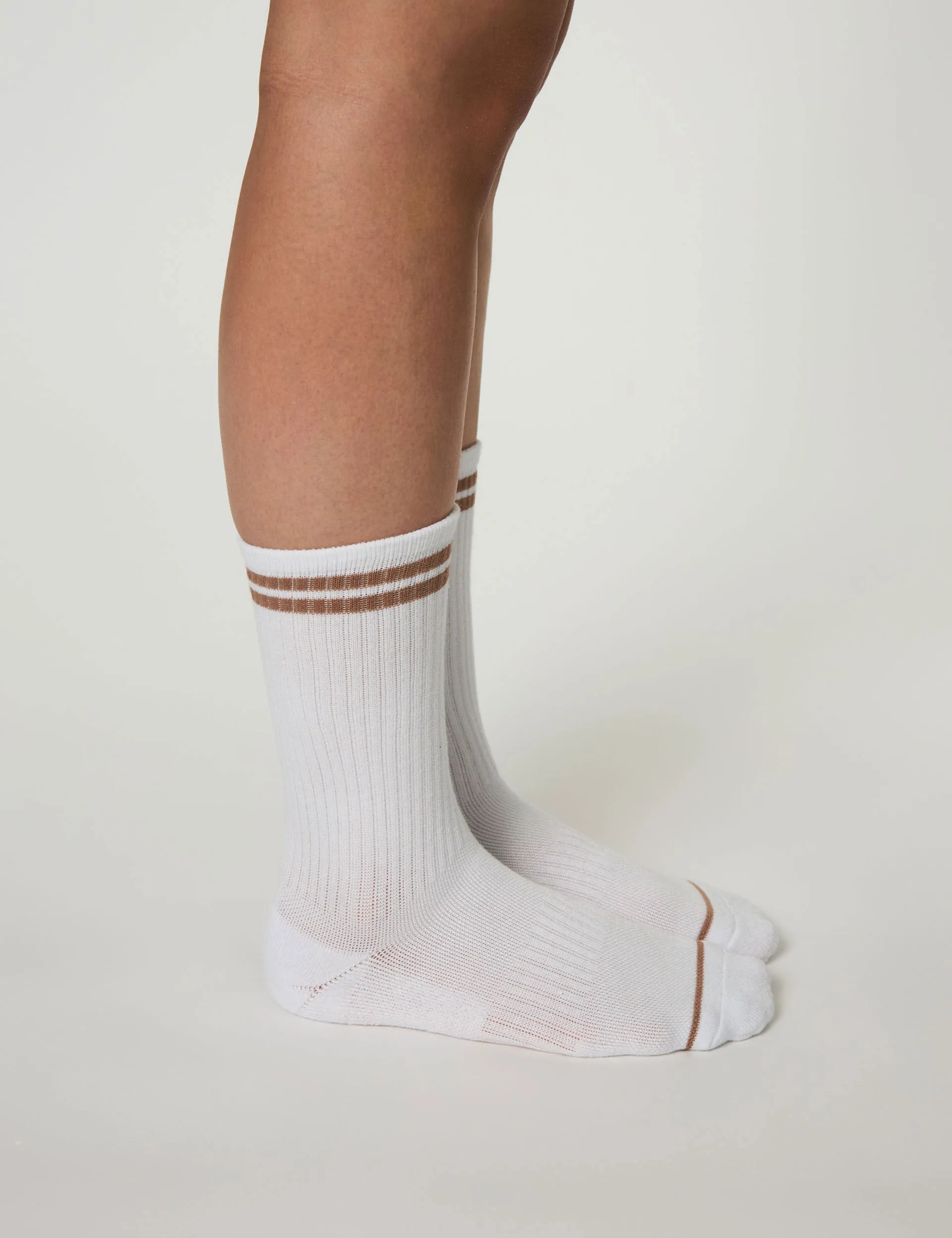 Striped Crew Socks-Brownie