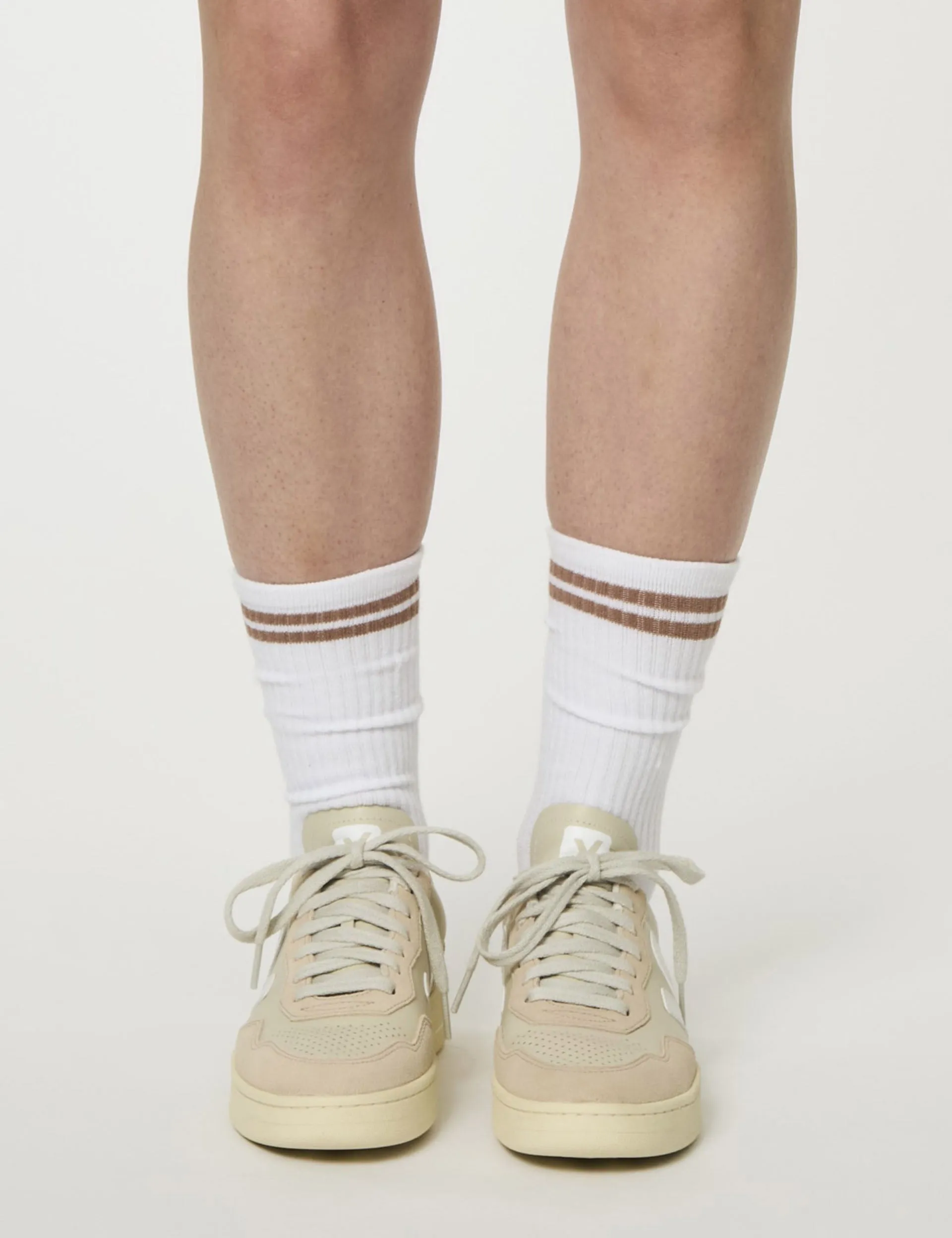 Striped Crew Socks-Brownie
