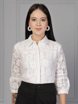 Style Quotient Women White Lace Shirt