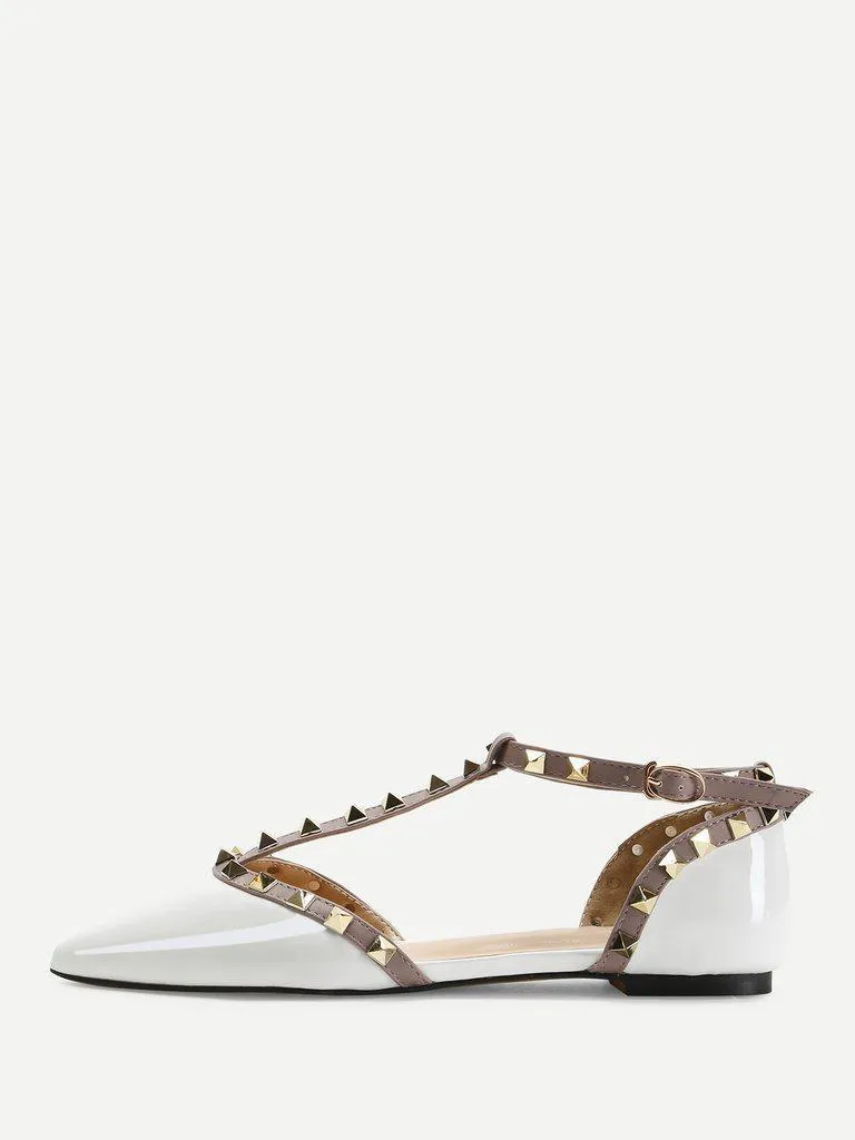 T-strap Studded Ballet Flats