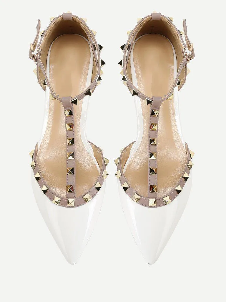 T-strap Studded Ballet Flats