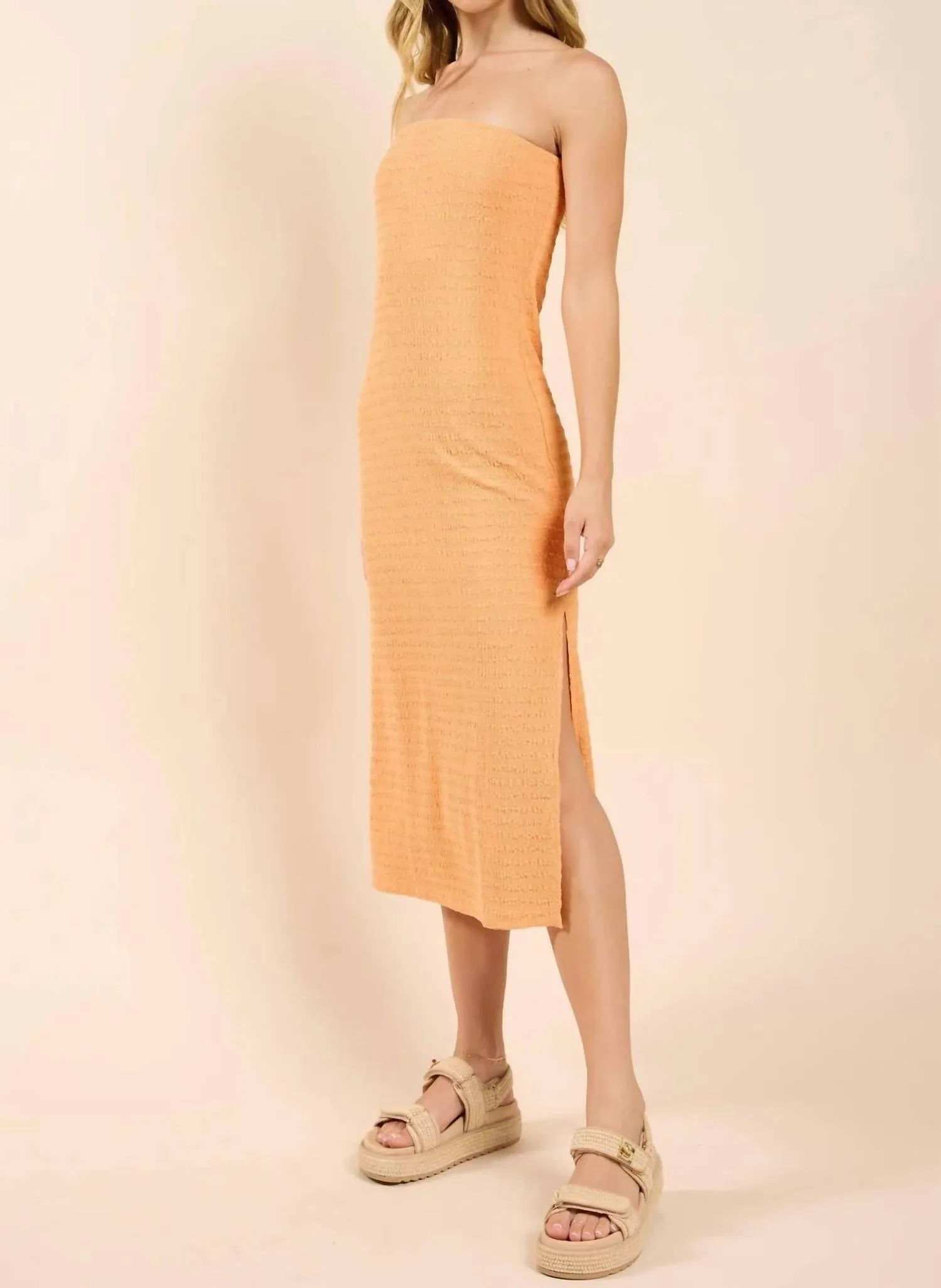 Textured Tube Dress In Howdy Honey