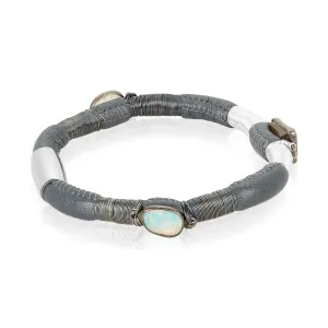 Three Stones Single Leather Bracelet