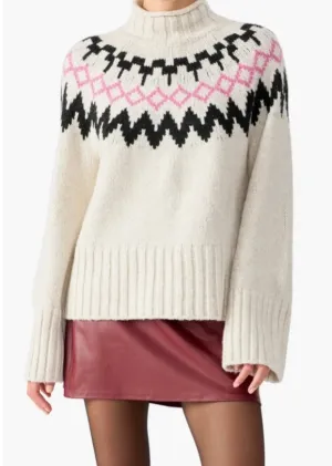 TIS THE SEASON FAIR ISLE MOCK NECK SWEATER