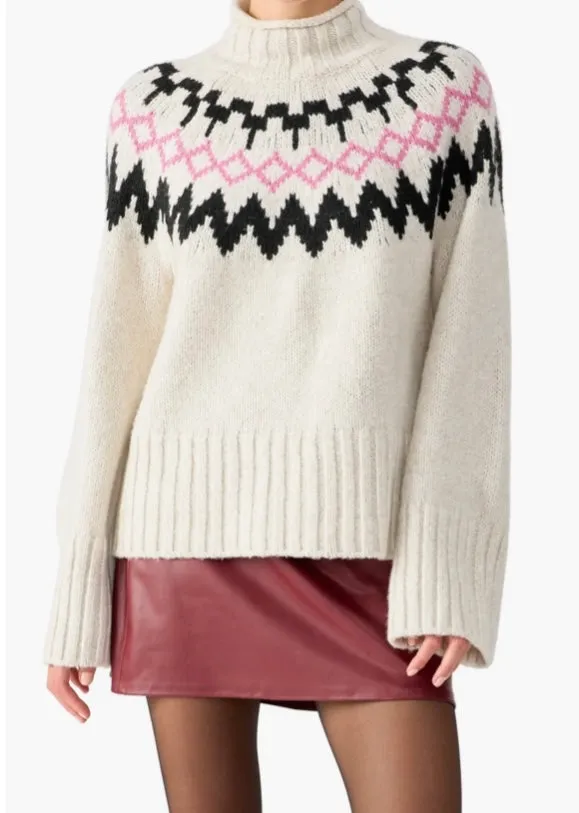 TIS THE SEASON FAIR ISLE MOCK NECK SWEATER