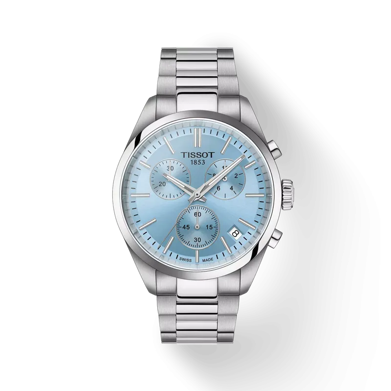 Tissot PR 100 Chronograph Wristwatch, Ice Blue Dial, 40mm (T1504171135100)
