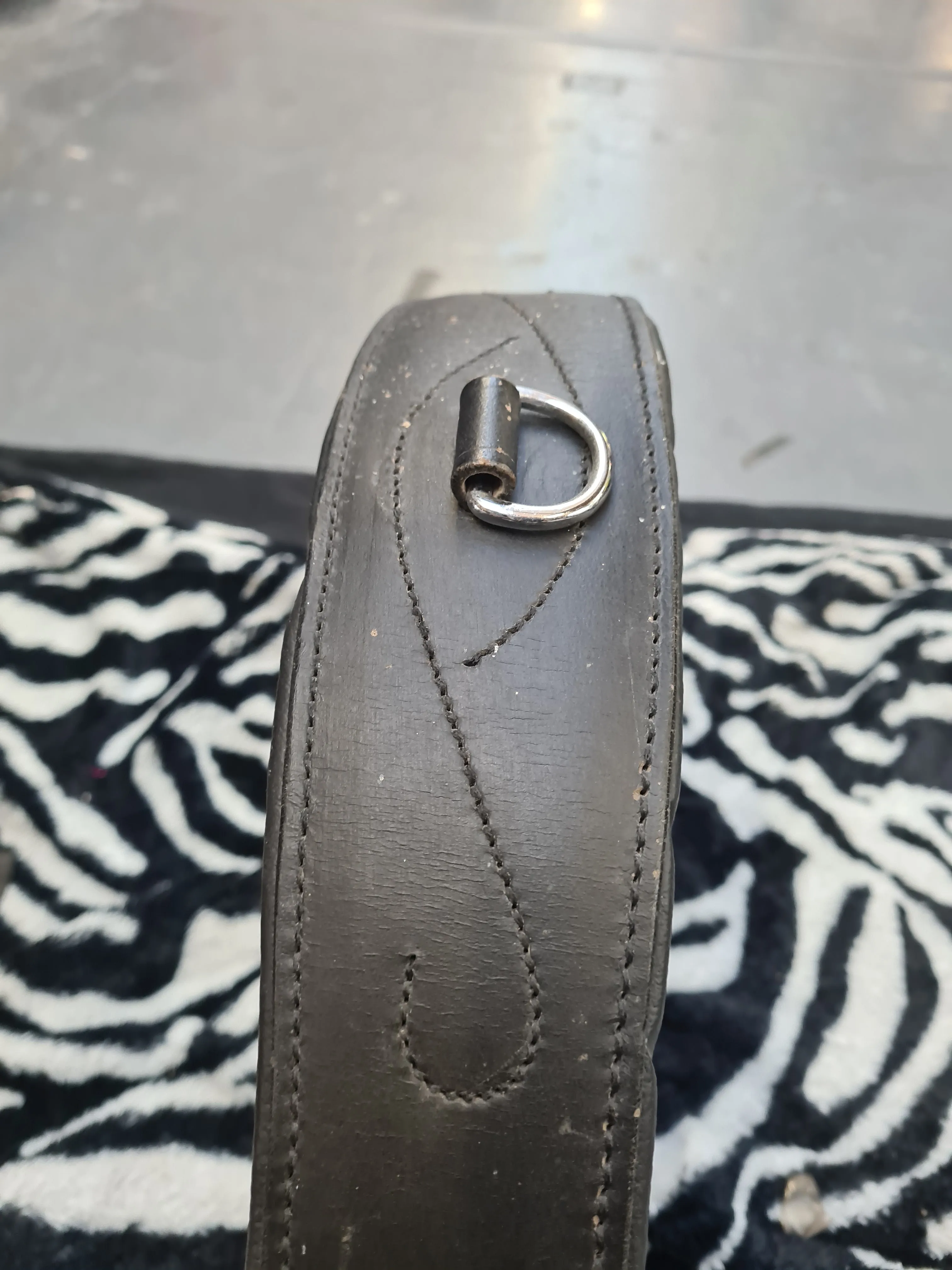 Used 40" Black leather girth