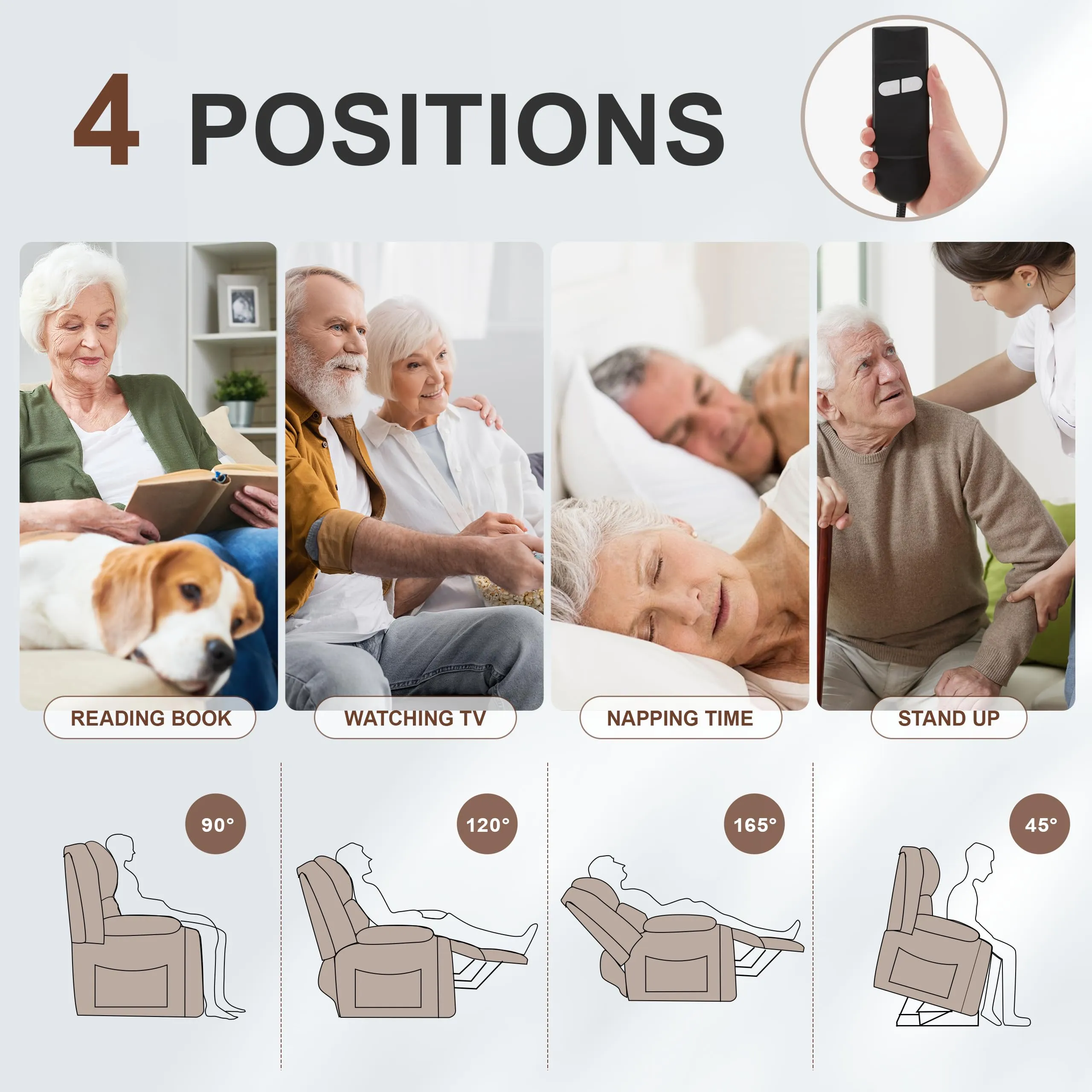 Weture Power Lift Leather Recliner Chair with Heat and Massage, USB Port and Cup Holders