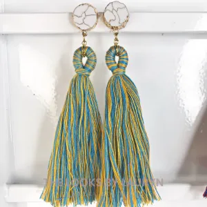 White Turquoise and Tassel Earrings