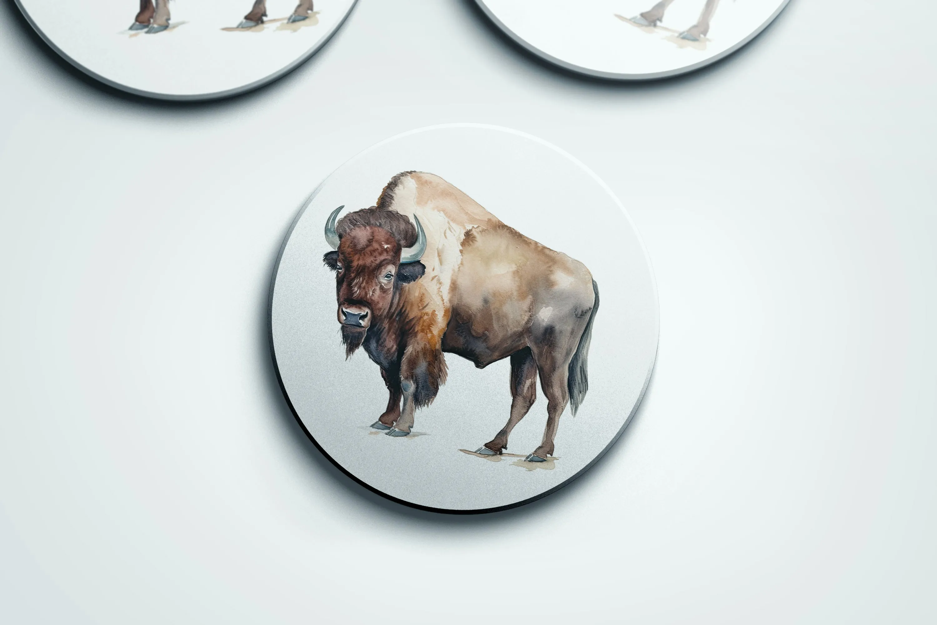 Wild West Chic Stone Coaster Set - Buffalo  Saddle Designs  4 Sandstone Coasters with Full Cork Backing  Made in the USA