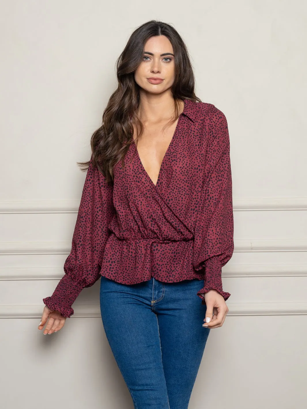 WOMEN'S LONG SLEEVE WOVEN TOP