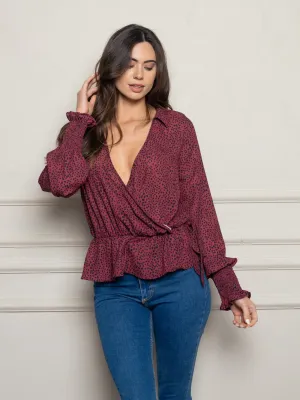 WOMEN'S LONG SLEEVE WOVEN TOP