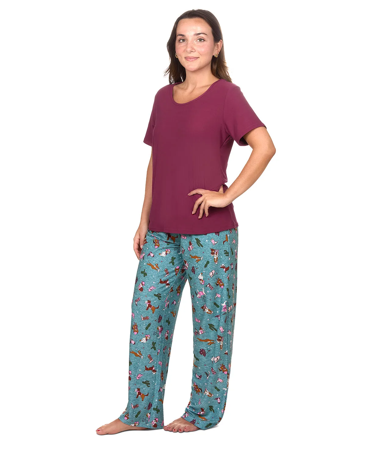 Women's Rodeo Dogs Two Piece Pj Set In A Bag
