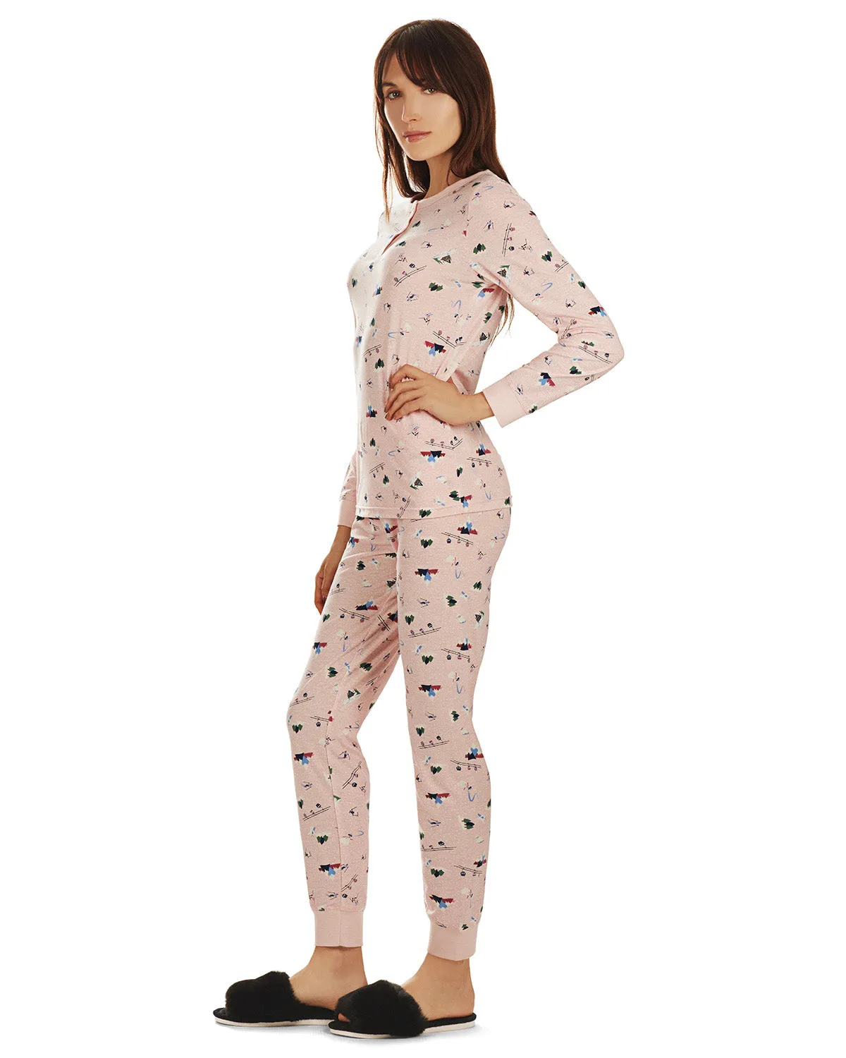 Women's Ski Chalet Two-Piece PJ Set in a Bag