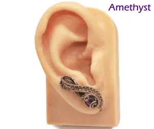 Woven Copper and Custom Gemstone Ear Pins; "Ball Ribbon" Model