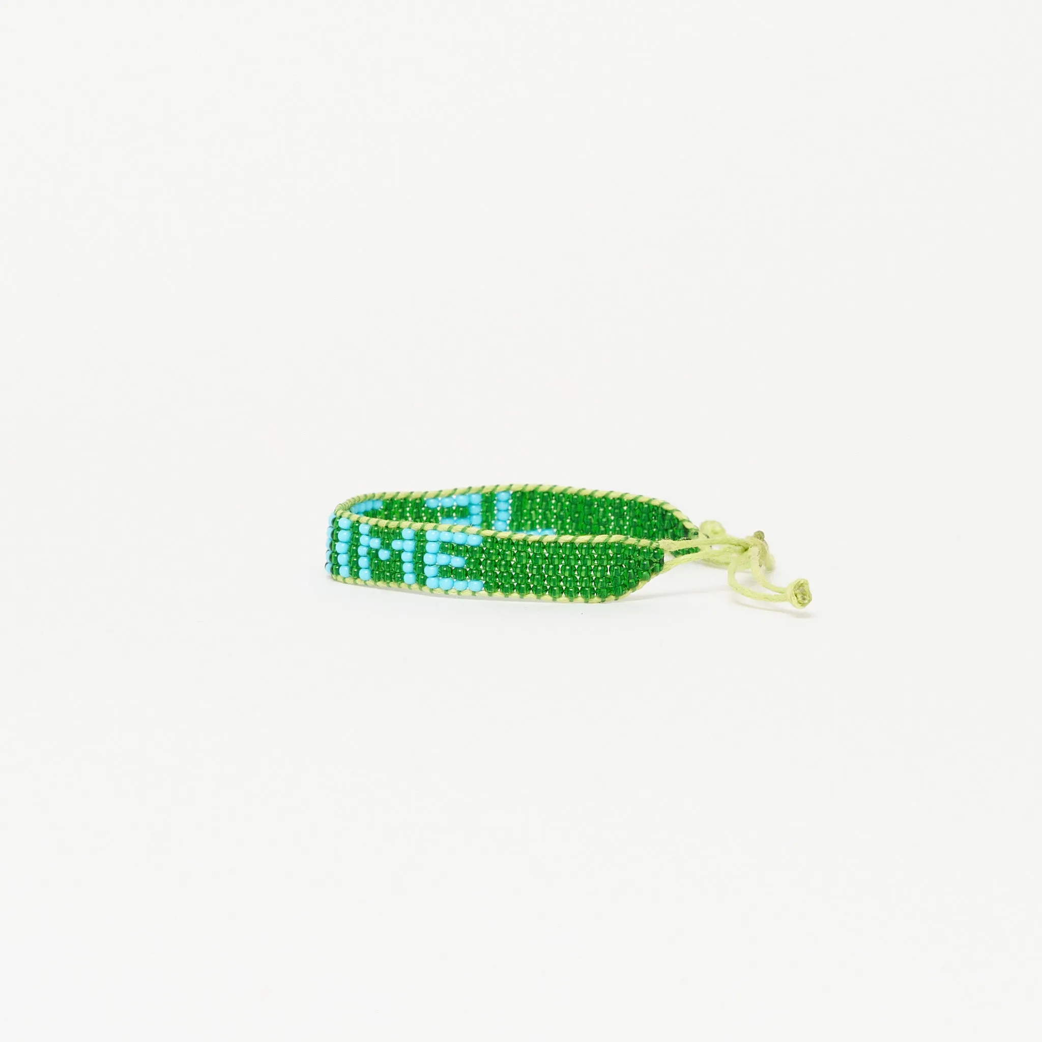 Woven JE T'AIME Bracelet - Green/Turquoise