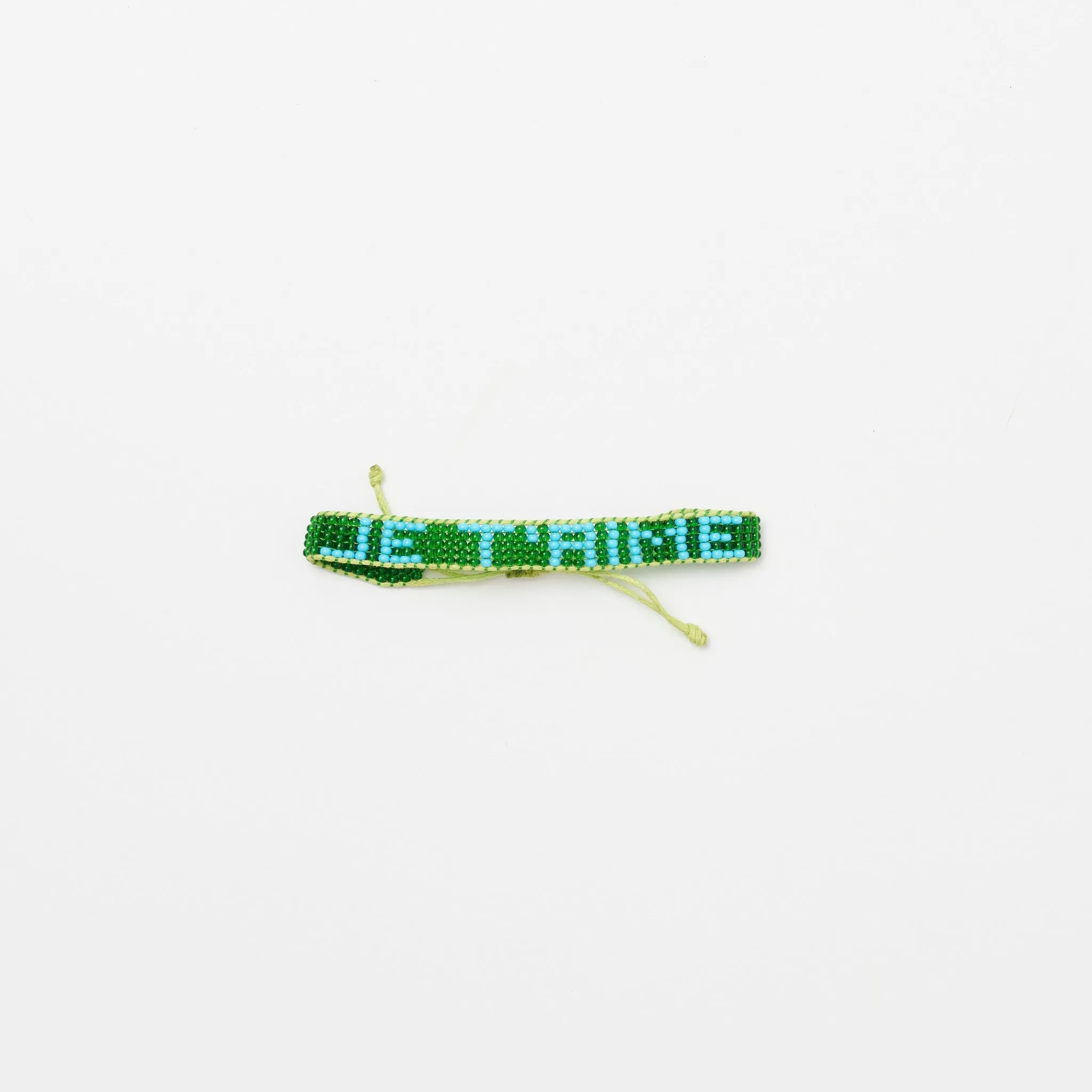 Woven JE T'AIME Bracelet - Green/Turquoise