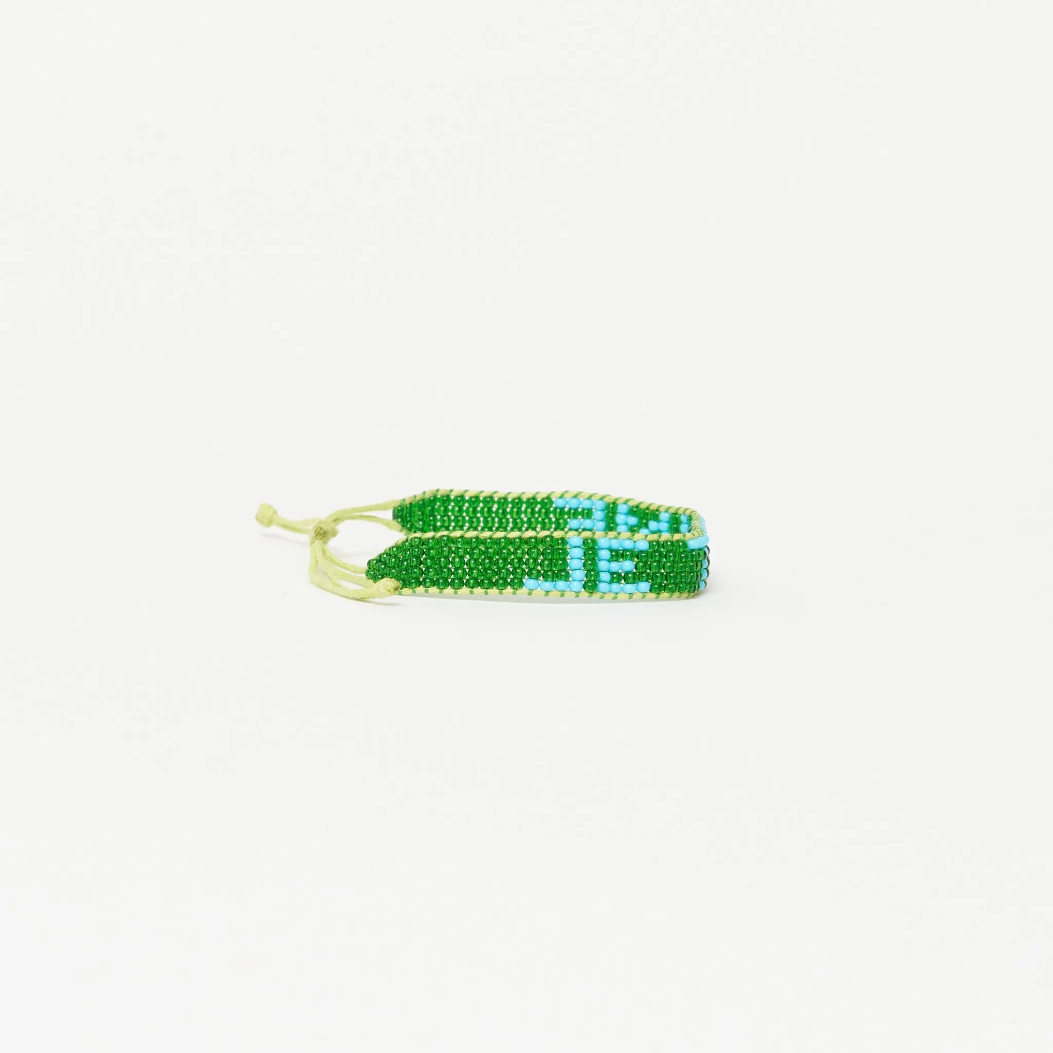 Woven JE T'AIME Bracelet - Green/Turquoise