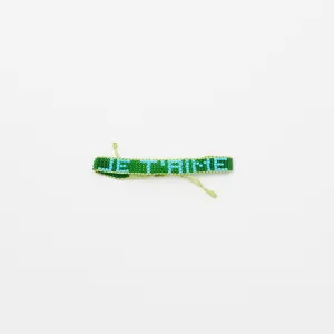 Woven JE T'AIME Bracelet - Green/Turquoise