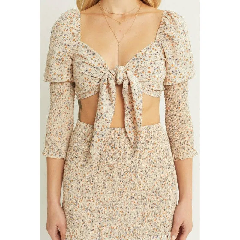 Woven Print Skirt & Crop Top Set