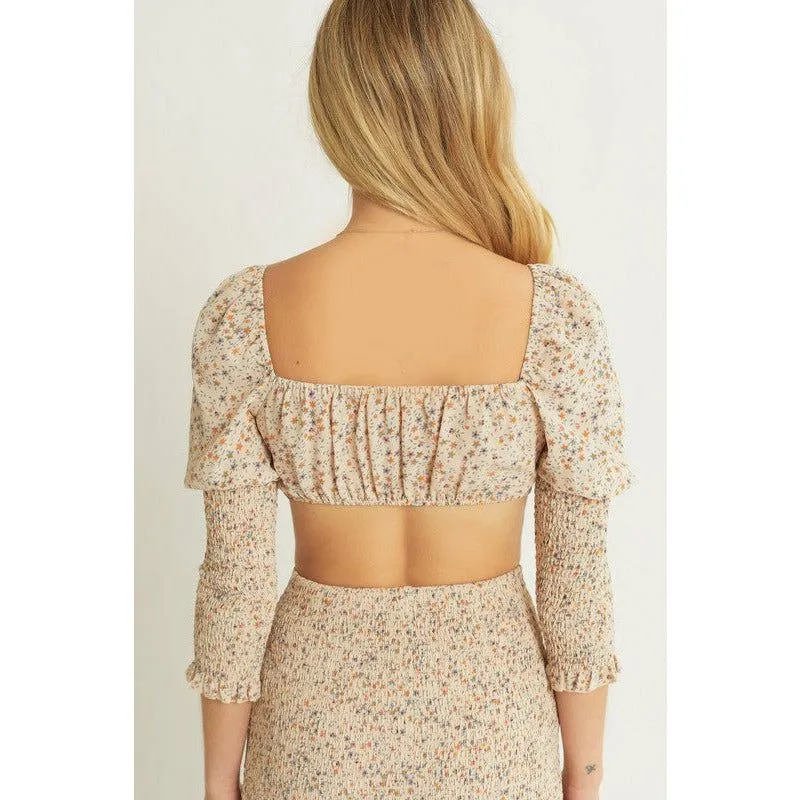 Woven Print Skirt & Crop Top Set