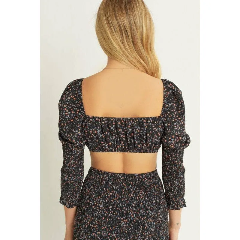 Woven Print Skirt & Crop Top Set
