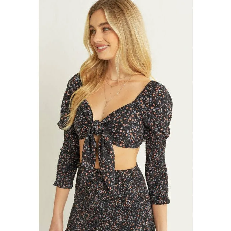 Woven Print Skirt & Crop Top Set