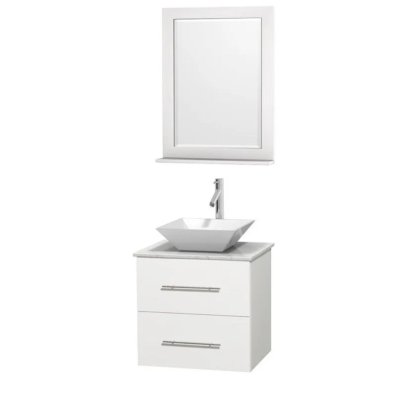 Wyndham Collection Centra 24" Single Bathroom Vanity Set for Vessel Sink - Matte White WC-WHE009-24-SGL-VAN-WHT