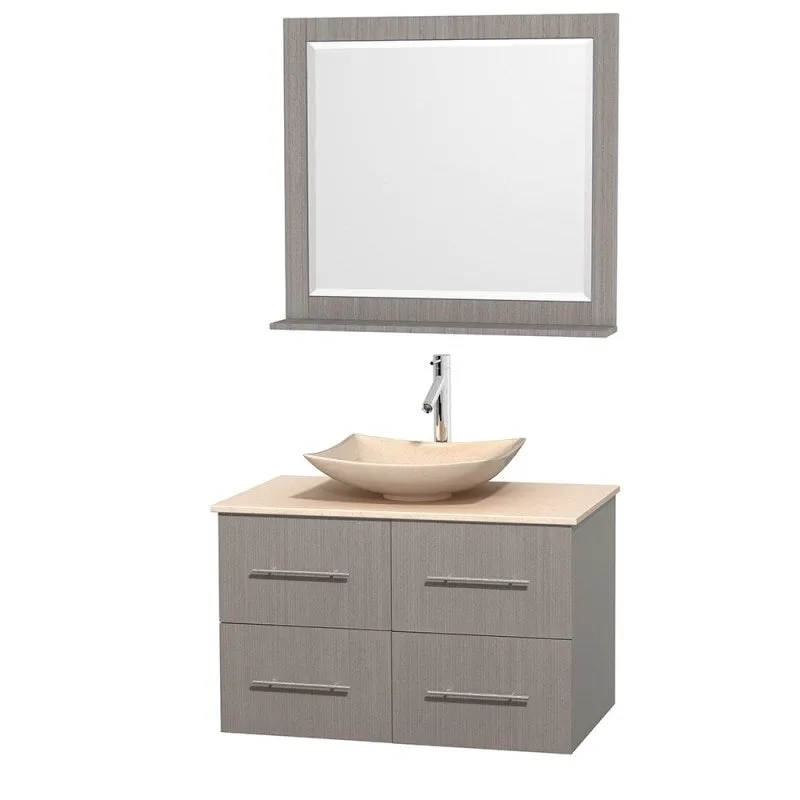 Wyndham Collection Centra 36" Single Bathroom Vanity Set for Vessel Sink - Gray Oak WC-WHE009-36-SGL-VAN-GRO
