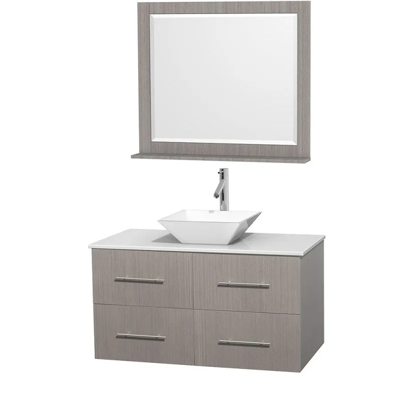 Wyndham Collection Centra 42" Single Bathroom Vanity Set for Vessel Sink - Gray Oak WC-WHE009-42-SGL-VAN-GRO