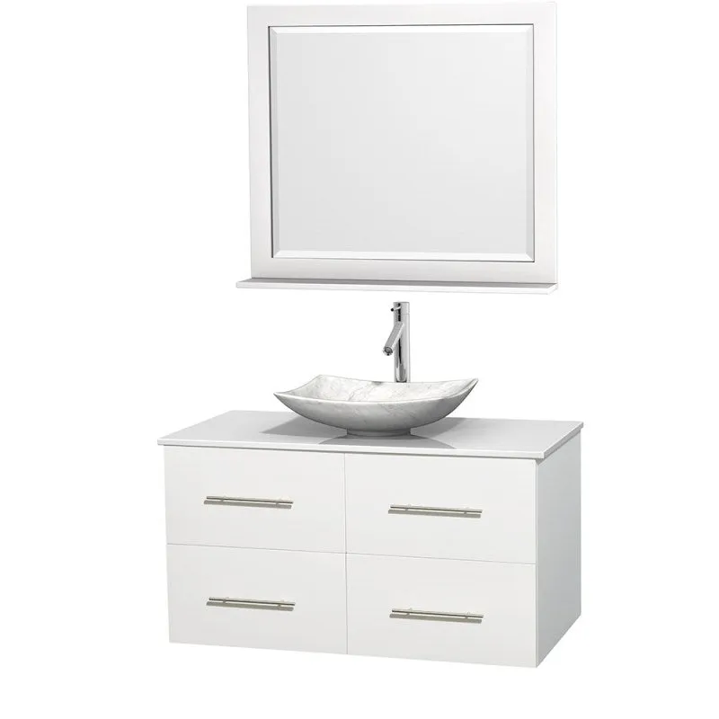 Wyndham Collection Centra 42" Single Bathroom Vanity Set for Vessel Sink - Matte White WC-WHE009-42-SGL-VAN-WHT