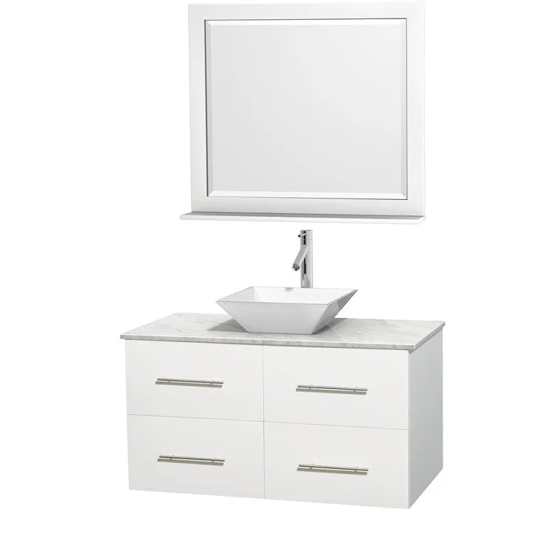 Wyndham Collection Centra 42" Single Bathroom Vanity Set for Vessel Sink - Matte White WC-WHE009-42-SGL-VAN-WHT