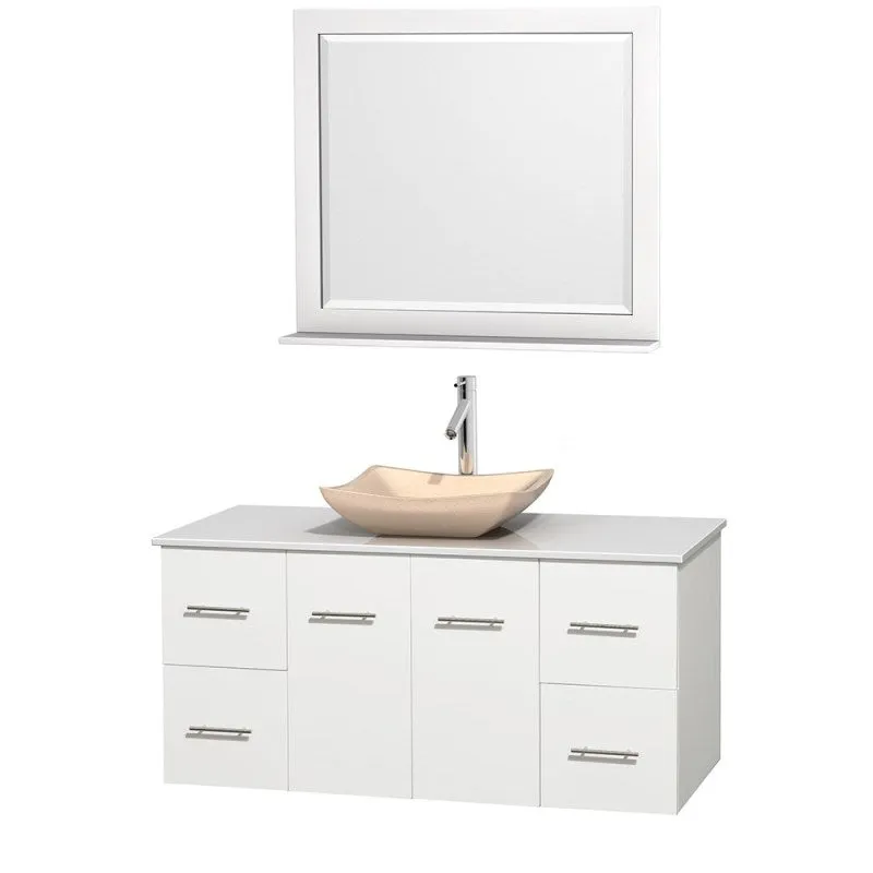 Wyndham Collection Centra 48" Single Bathroom Vanity Set for Vessel Sink - Matte White WC-WHE009-48-SGL-VAN-WHT