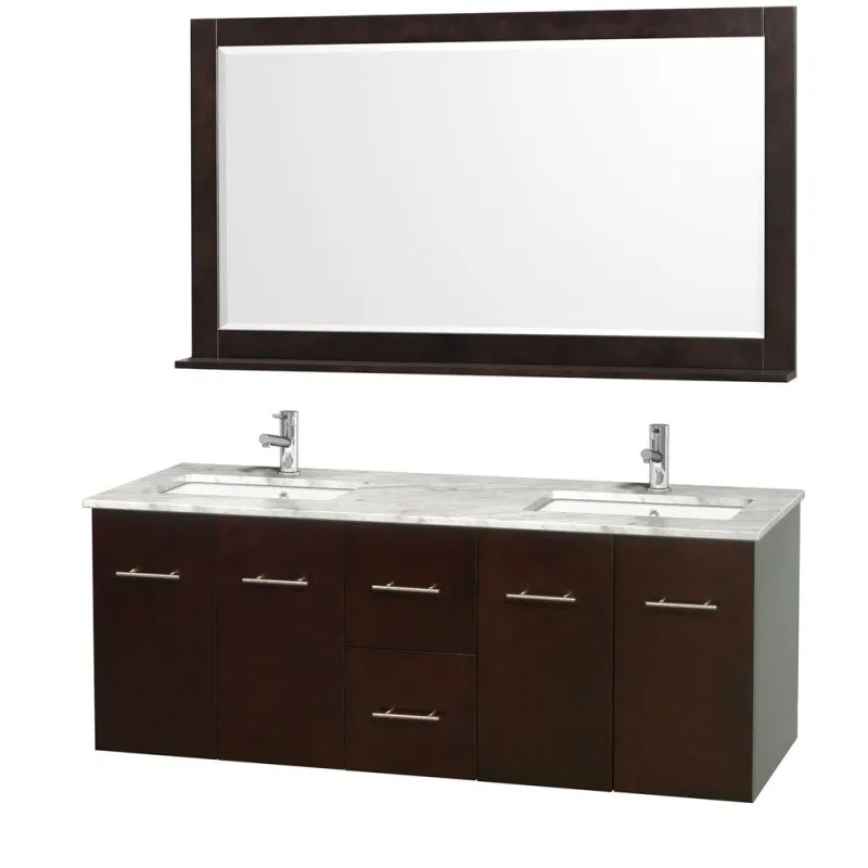 Wyndham Collection Centra 60" Double Bathroom Vanity for Undermount Sinks - Espresso WC-WHE009-60-DBL-VAN-ESP-