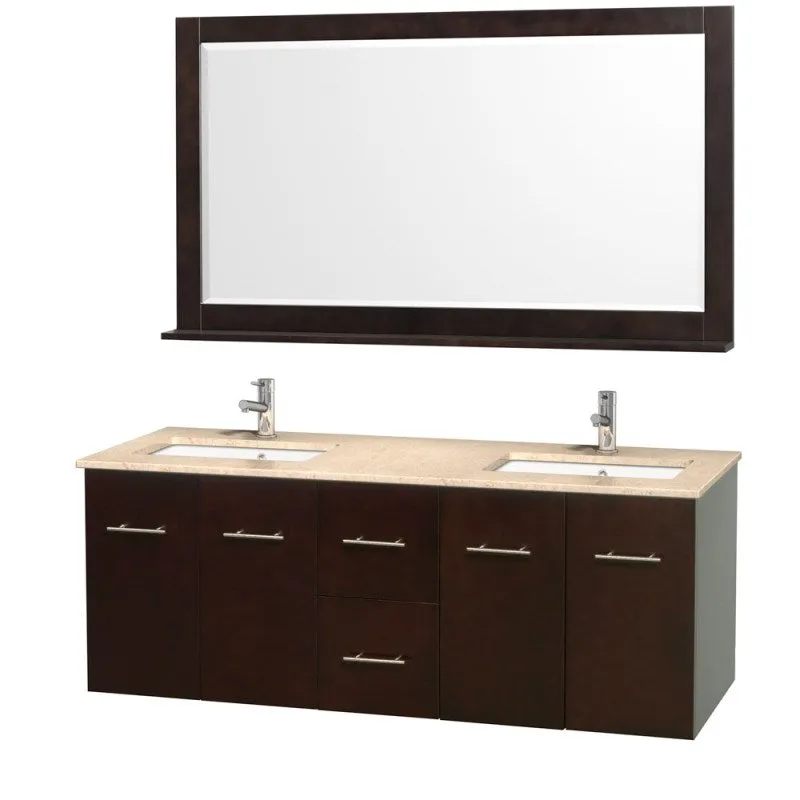 Wyndham Collection Centra 60" Double Bathroom Vanity for Undermount Sinks - Espresso WC-WHE009-60-DBL-VAN-ESP-