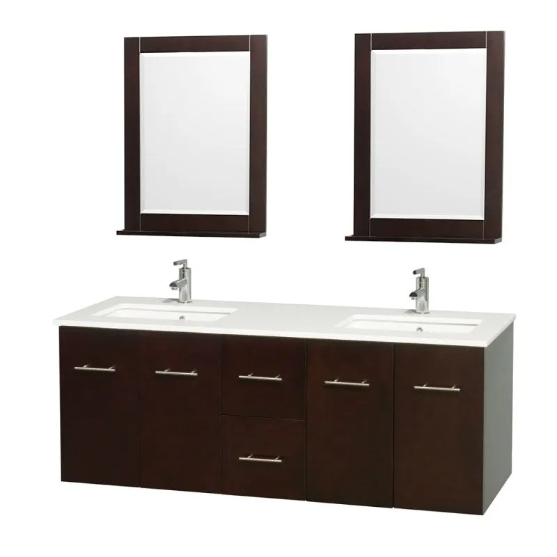 Wyndham Collection Centra 60" Double Bathroom Vanity for Undermount Sinks - Espresso WC-WHE009-60-DBL-VAN-ESP-