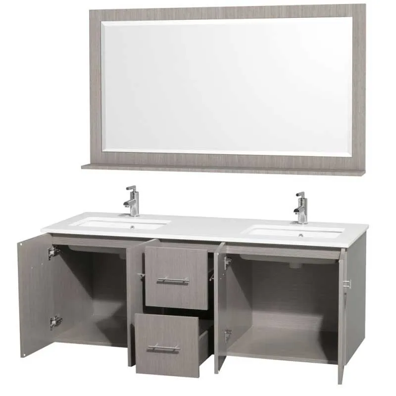 Wyndham Collection Centra 60" Double Bathroom Vanity for Undermount Sinks - Gray Oak WC-WHE009-60-DBL-VAN-GRO-