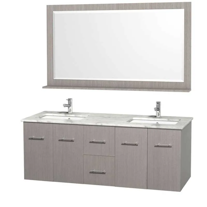 Wyndham Collection Centra 60" Double Bathroom Vanity for Undermount Sinks - Gray Oak WC-WHE009-60-DBL-VAN-GRO-