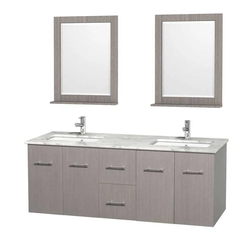 Wyndham Collection Centra 60" Double Bathroom Vanity for Undermount Sinks - Gray Oak WC-WHE009-60-DBL-VAN-GRO-