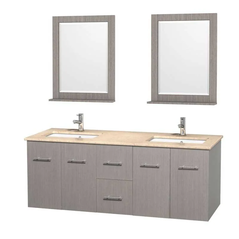 Wyndham Collection Centra 60" Double Bathroom Vanity for Undermount Sinks - Gray Oak WC-WHE009-60-DBL-VAN-GRO-