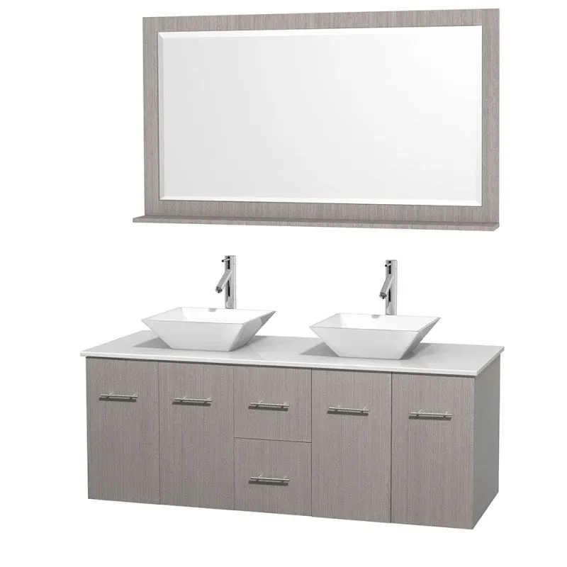 Wyndham Collection Centra 60" Double Bathroom Vanity Set for Vessel Sinks - Gray Oak WC-WHE009-60-DBL-VAN-GRO