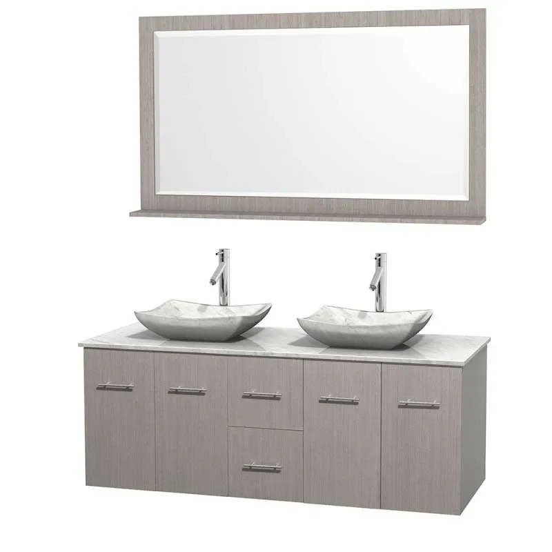 Wyndham Collection Centra 60" Double Bathroom Vanity Set for Vessel Sinks - Gray Oak WC-WHE009-60-DBL-VAN-GRO